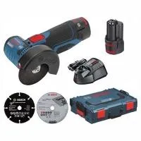 Bosch GWS 12V-76 (0.601.9F2.002), Аккумуляторная углошлифмашина 12 В/2,5 Ач Li-Ion, L-boxx